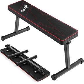 Yes4All 41/45 Inches Flat Weight Bench - 2.5" Thick Cushion Foldable Bench Press with Non-Slip Foot Caps in Kuwait