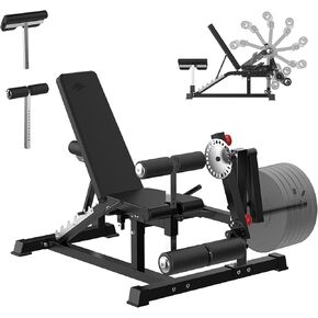 مقعد أثقال قابل للتعديل من طراز GLX مع جهاز تمديد وتجعيد الساق، مقعد كامل للجسم لصالة الألعاب الرياضية المنزلية، رائع لضغط مقاعد البدلاء، الجلوس، تجعيد الواعظ، دفعات الورك وغيرها من التمارين المحملة باللوحة in Kuwait