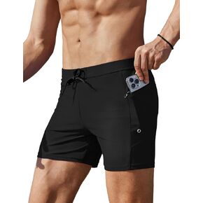 Ekouaer Mens Tight Swim Trunks Quick Dry Swim Briefs 5" Sexy Swimwear Zip Pockets Bathing Suit with Mesh Lining in Kuwait