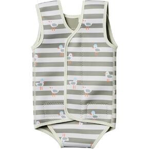 SUNNYLiFE Baby Wetsuit, Sammy The Seagull Green Stripe, Polyester and Natural Rubber, 2mm Thickness, 6-18 Months, Swimming in Saudi Arabia