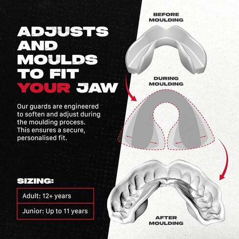 SAFEJAWZ Mouth Guard, Dual Layer Mouthguard for Youth with Case, Easy Fit Remoldable Mouthpiece for Football, Boxing, Lacrosse, MMA, Basketball & All Contact Sports (Kids <11 Years, Black Fangz) in Saudi Arabia