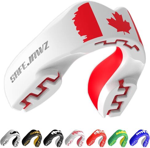 SAFEJAWZ Mouth Guard, Dual Layer Mouthguard for Youth with Case, Easy Fit Remoldable Mouthpiece for Football, Boxing, Lacrosse, MMA, Basketball & All Contact Sports (Kids <11 Years, Black Fangz) in Saudi Arabia
