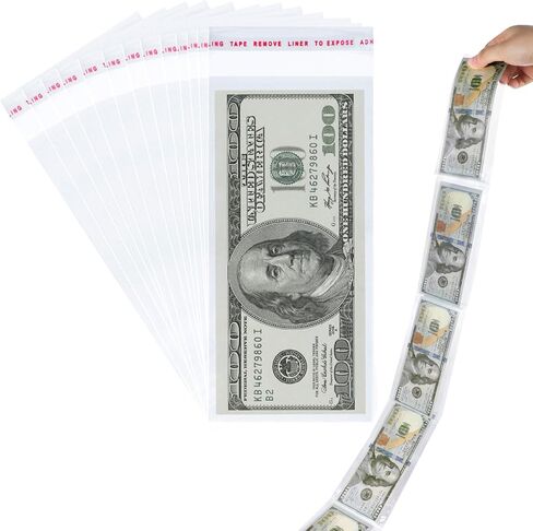 100Pcs Cake Money Box Transparent Bag Clear Paper Money Currency Sleeves Self Sealing Cellophane Money Bags in Kuwait
