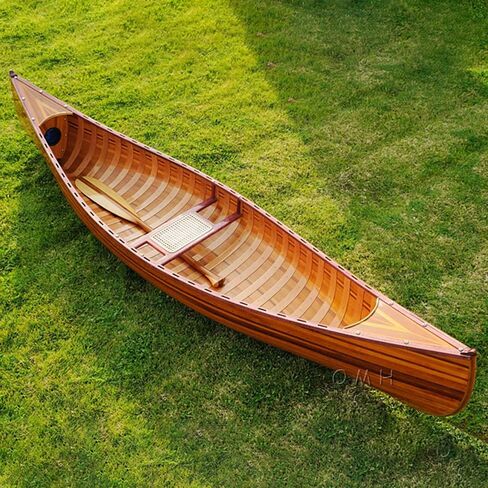 Wooden Canoe with Ribs Curved Bow, 10-Feet, Natural Wood for Display in Saudi Arabia