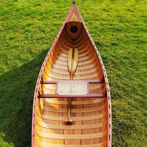 Wooden Canoe with Ribs Curved Bow, 10-Feet, Natural Wood for Display in Saudi Arabia