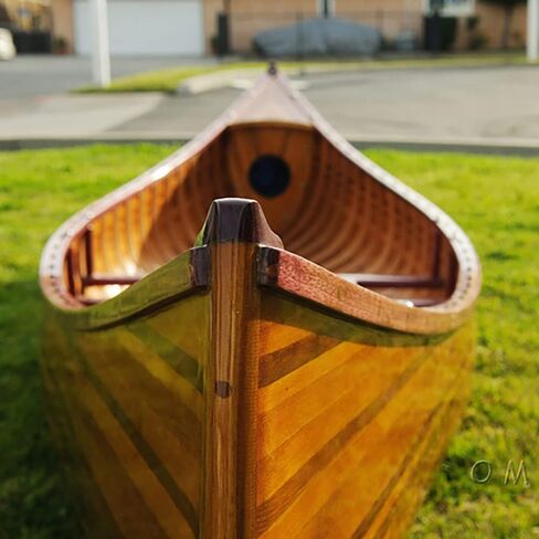 Wooden Canoe with Ribs Curved Bow, 10-Feet, Natural Wood for Display in Saudi Arabia