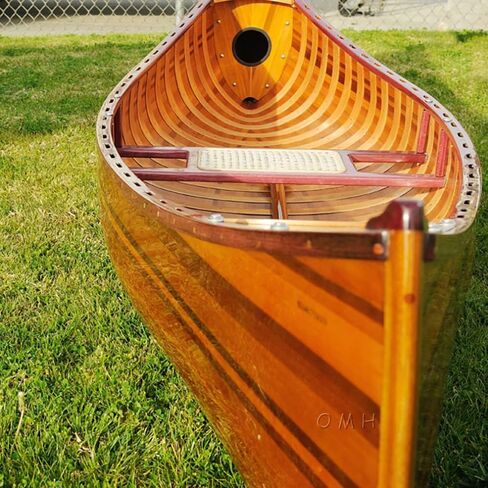 Wooden Canoe with Ribs Curved Bow, 10-Feet, Natural Wood for Display in Saudi Arabia