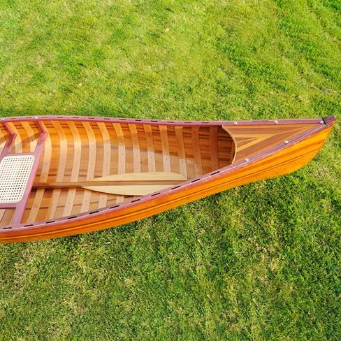 Wooden Canoe with Ribs Curved Bow, 10-Feet, Natural Wood for Display in Saudi Arabia