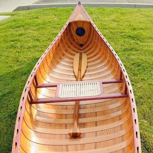 Wooden Canoe with Ribs Curved Bow, 10-Feet, Natural Wood for Display in Saudi Arabia