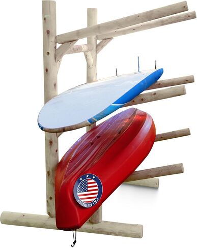 3-Place One-Sided Canoe Racks, Freestanding Canoe Stand for Garage, Outdoor & Indoor Surfboard Storage Racks or SUP Storage Stands, Kayaks - Unfinished in Kuwait