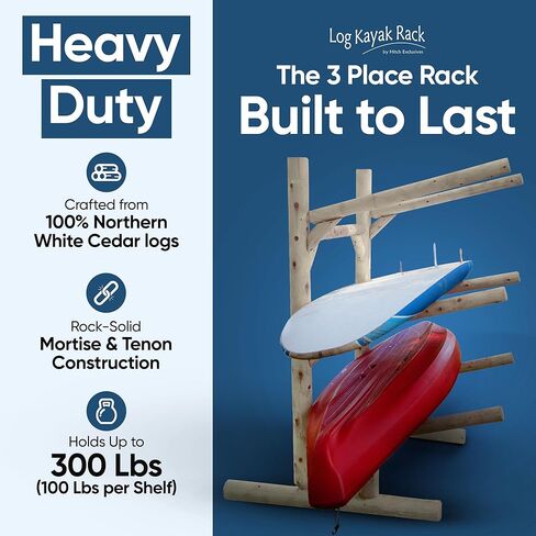 3-Place One-Sided Canoe Racks, Freestanding Canoe Stand for Garage, Outdoor & Indoor Surfboard Storage Racks or SUP Storage Stands, Kayaks - Unfinished in Kuwait