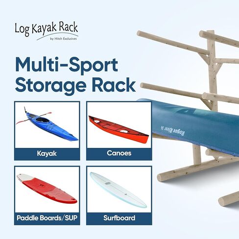 3-Place One-Sided Canoe Racks, Freestanding Canoe Stand for Garage, Outdoor & Indoor Surfboard Storage Racks or SUP Storage Stands, Kayaks - Unfinished in Kuwait