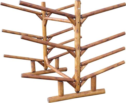 5 Kayaks/Canoes + 2 SUP Log Rack, Double-Sided Freestanding Outdoor Kayak Storage Rack, SUP Paddle Board Storages, Heavy Duty Storage for Watercrafts - Unfinished + 15" Anchor Kit in Kuwait