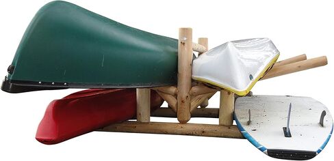 4-Place Lowest 2 Canoes + 2 Kayaks/SUP Log Rack, Surfboard Stand, Kayak Rack Organizer, SUP Storage Racks, Surfboard Outdoor Storage Racks for Garage, Canoe Stand - Unfinished in Kuwait