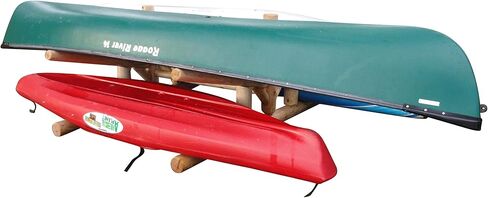 4-Place Lowest 2 Canoes + 2 Kayaks/SUP Log Rack, Surfboard Stand, Kayak Rack Organizer, SUP Storage Racks, Surfboard Outdoor Storage Racks for Garage, Canoe Stand - Unfinished in Kuwait