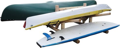 4-Place Lowest 2 Canoes + 2 Kayaks/SUP Log Rack, Surfboard Stand, Kayak Rack Organizer, SUP Storage Racks, Surfboard Outdoor Storage Racks for Garage, Canoe Stand - Unfinished in Kuwait