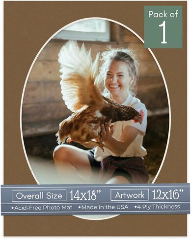 Oyster Shell White Acid Free 14x18 Oval Picture Frame Mat with White Core Bevel Cut for 12x16 Pictures - Fits 14x18 Frame - Pack of 1 Matboard Show Kit With Acid Free Backing & Clear Bag in Saudi Arabia