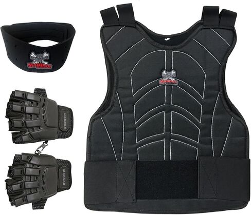 Maddog Sports Paintball & Airsoft Protective Combo Package | Padded Chest Protector, Half Finger Gloves, & Neck Protector – Lightweight Impact Protection for Youth, Teens, Up to Adult Medium Players in Kuwait