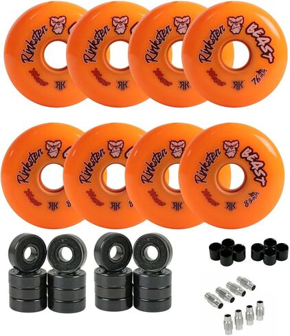 Rink Rat Roller Hockey Wheels Beast 76mm / 80mm Hilo XX Grip Orange with Hybrid Ceramic Bearings in Kuwait