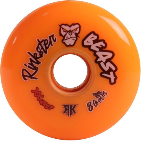 Rink Rat Roller Hockey Wheels Beast 76mm / 80mm Hilo XX Grip Orange with Hybrid Ceramic Bearings in Kuwait