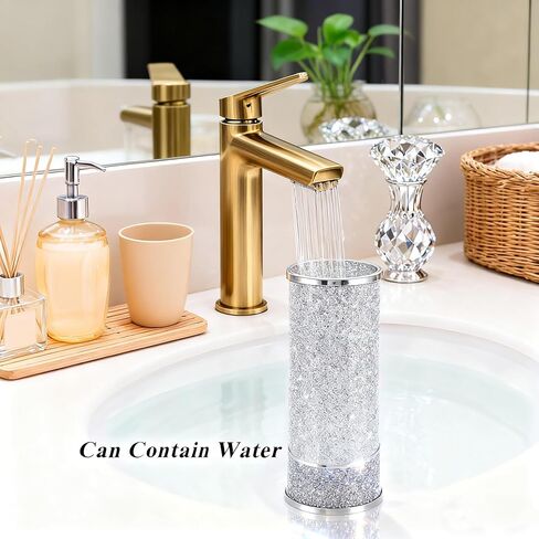 مزهرية زجاجية فضية للزهور، مزهرية كبيرة من الألماس المجروش مقاس 10 بوصات، مزهرية زهور طازجة فاخرة لديكور المنزل، وغرفة النوم، وغرفة المعيشة، والمكتب، والزفاف، والحفلات، وطاولة الطعام in Kuwait