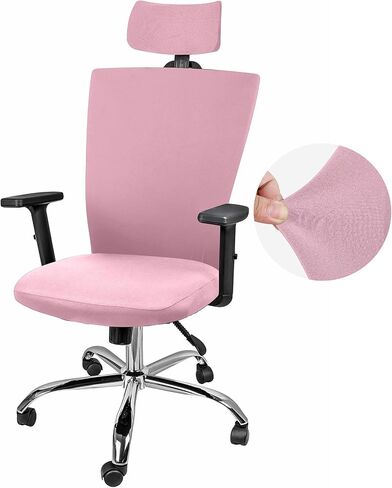 3 Pieces Headrest Chair Cover Office Chair Cover Rolling Desk Chair Cover Gaming Chair Covers Stretch Washable Computer Chair Slipcovers for Swivel Chair Armchair Computer Boss Chair (Light Pink) in Kuwait