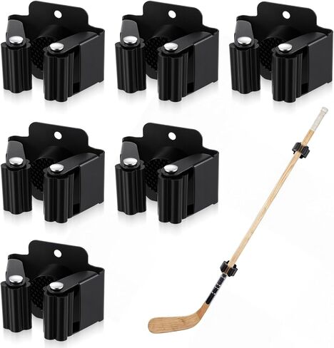 Lewtemi Wall Mount Hockey Stick Holder, Stainless Steel Ice Hockey Stick Organizer Rack with Mounting Hardware Installed at Any Angle Sports Gear Hooks for Sticks Storage and Display in Kuwait