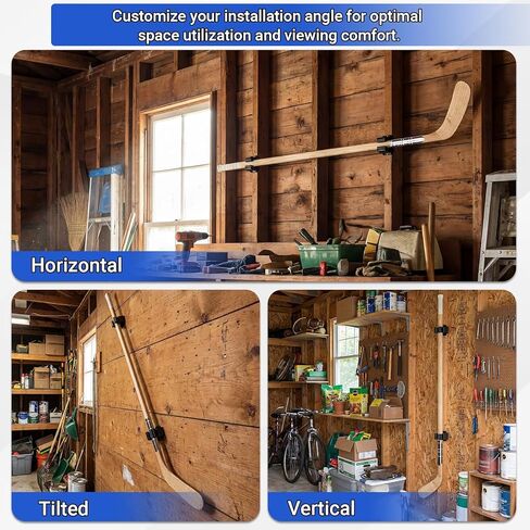 Lewtemi Wall Mount Hockey Stick Holder, Stainless Steel Ice Hockey Stick Organizer Rack with Mounting Hardware Installed at Any Angle Sports Gear Hooks for Sticks Storage and Display in Kuwait