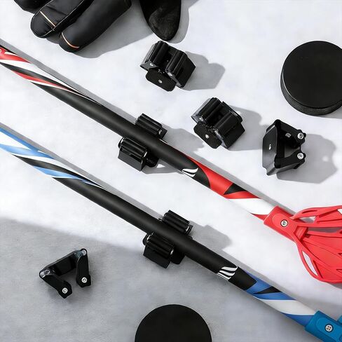 Lewtemi Wall Mount Hockey Stick Holder, Stainless Steel Ice Hockey Stick Organizer Rack with Mounting Hardware Installed at Any Angle Sports Gear Hooks for Sticks Storage and Display in Kuwait