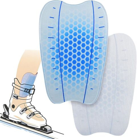 2PC/4PC Gel Ski Shin Guards for Shin Pain Relief, 6 x 4 Inch Self Adhesive Ultra Thin Waterproof Non Slip Reusable Shin Protectors Pads for Adult Men Women Boots, Ice Hockey, Ski Snowboard in Saudi Arabia
