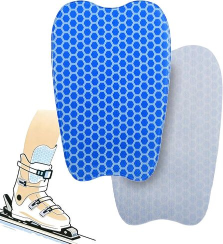2PC/4PC Gel Ski Shin Guards for Shin Pain Relief, 6 x 4 Inch Self Adhesive Ultra Thin Waterproof Non Slip Reusable Shin Protectors Pads for Adult Men Women Boots, Ice Hockey, Ski Snowboard in Saudi Arabia