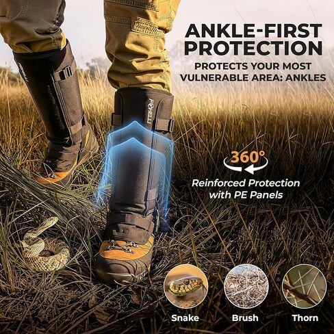 Foxelli Snake Gaiters for Men & Women – Durable Snake Protection Leg Guards, Adjustable Lower-Leg Protection for Hunting, Hiking, Ranch Work & Rugged Outdoor Terrain in Kuwait