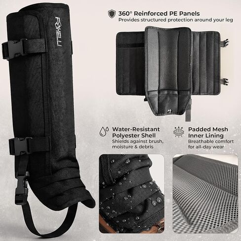 Foxelli Snake Gaiters for Men & Women – Durable Snake Protection Leg Guards, Adjustable Lower-Leg Protection for Hunting, Hiking, Ranch Work & Rugged Outdoor Terrain in Kuwait