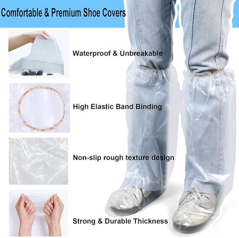 Waterproof Shoe Covers for Rain & Snow, Disposable Rain Shoe Covers for Men Women Non-Slip Indoor Outdoor Rain Boot Shoe Protectors Overshoes for Wet Weather, Commuting, Dog Walking(6 Pack) in Kuwait