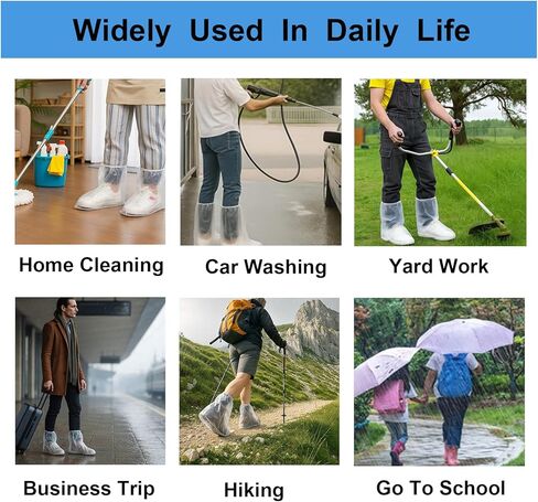Waterproof Shoe Covers for Rain & Snow, Disposable Rain Shoe Covers for Men Women Non-Slip Indoor Outdoor Rain Boot Shoe Protectors Overshoes for Wet Weather, Commuting, Dog Walking(6 Pack) in Kuwait