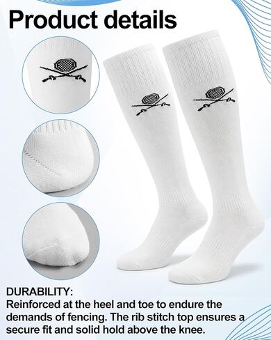 Fencing Socks for Men Youth Epee and Foil White Cotton Fencing Knee High Socks Comfortable Support Athletic Stockings in Saudi Arabia
