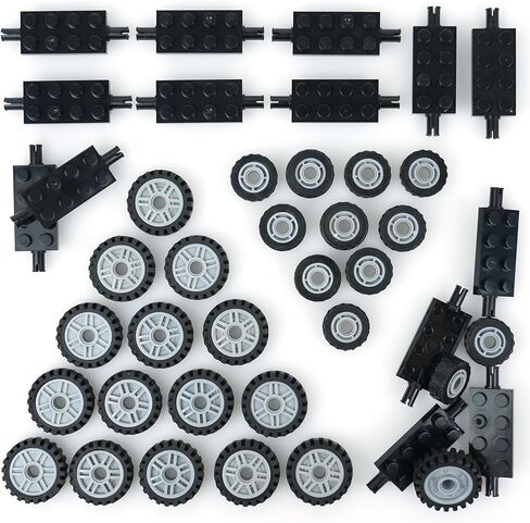 City Car Wheels Tires Axles Kits Set, 70pcs Vehicle Truck Parts Classic Pieces Accessories, Bulk Bricks Sets Construction Toys in Kuwait