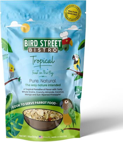 Bird Street Bistro Parrot Food - Parakeet Food - Cockatiel Food - Bird Food - Cooks in 3-15 min w/Natural & Organic Grains - Legumes - Non-GMO Fruits, Vegetables, & Healthy Spices in Kuwait