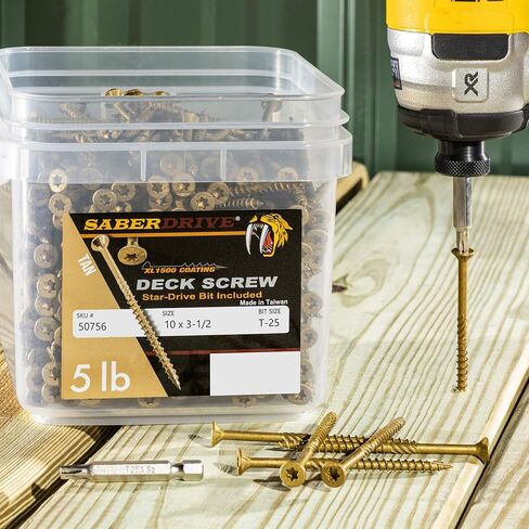 Tan XL1500 Coated Exterior Star Drive Multi-Purpose Deck Screws, 5lb, Approx. 272 Pieces - #10 x 3-1/2" Screws with Protective Coating, Decking for Construction, Repair in Kuwait