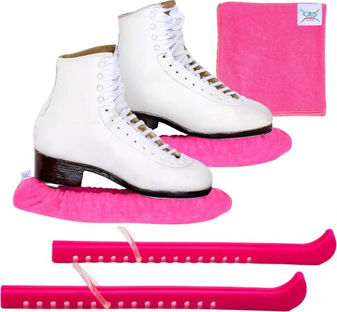 CRS Cross Ice Skate Guards, Soakers and Towel Gift Set. One Piece Adjustable Guard Design and Soft Skate Blade Cover Accessories for Ice Skating. No Assembly Required in Kuwait