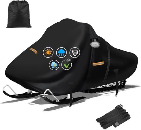 900D Snowmobile Cover, 130" L x 51" W x 48" H Upgraded Thicker Waterproof Oxford Cloth with Windproof Buckles Large Snow Mobile Cover for Skidoo,Arctic Cat,Pro RMK,Yamaha,Lynx,Camso,CFMOTO in Kuwait