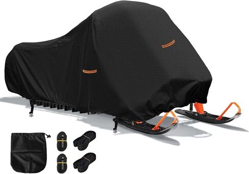 Snowmobile Cover, 115" x 51" x 48" Heavy Duty 420D Oxford Fabric Sled Ski Cover Waterproof and UV Protection (Black, M) in Kuwait