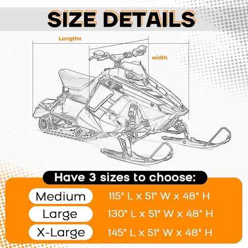 Snowmobile Cover, 115" x 51" x 48" Heavy Duty 420D Oxford Fabric Sled Ski Cover Waterproof and UV Protection (Black, M) in Kuwait