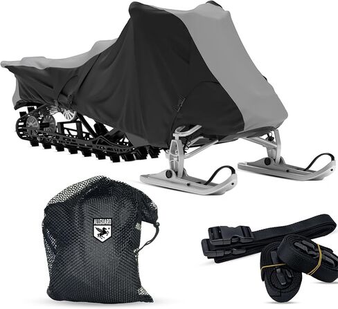AllGuard Weatherproof Max Snowmobile Cover, Heavy Duty 600D Marine Grade Polyester, Protects from Rain, Snow, Sun, UV & More - Gray/Black (Fits Length: 115" to 130") in Kuwait