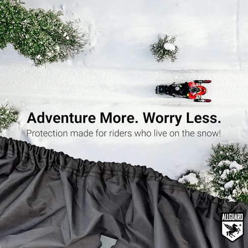 AllGuard Weatherproof Max Snowmobile Cover, Heavy Duty 600D Marine Grade Polyester, Protects from Rain, Snow, Sun, UV & More - Gray/Black (Fits Length: 115" to 130") in Kuwait