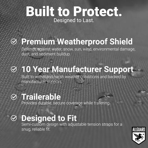 AllGuard Weatherproof Max Snowmobile Cover, Heavy Duty 600D Marine Grade Polyester, Protects from Rain, Snow, Sun, UV & More - Gray/Black (Fits Length: 115" to 130") in Kuwait