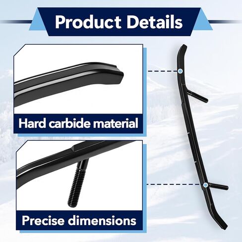 2 Pcs 6" Carbides Runners Compatible with Ski-Doo, Ski Carbides Fit for Ski-Doo w/Pilot 5.7, 6.9, X Skis 2006-2022 and Trail Blazer IV Snowmobile -4pcs hex Bolts in Kuwait