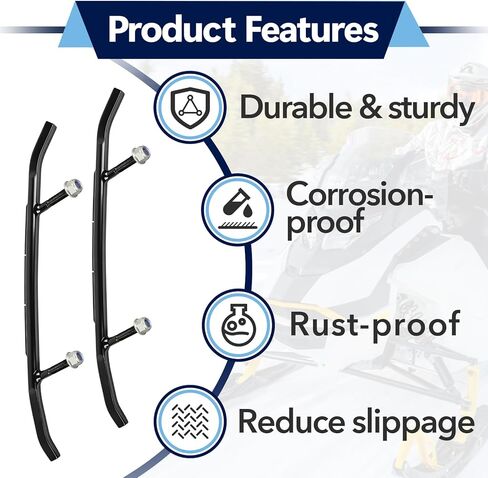 2 Pcs 6" Carbides Runners Compatible with Ski-Doo, Ski Carbides Fit for Ski-Doo w/Pilot 5.7, 6.9, X Skis 2006-2022 and Trail Blazer IV Snowmobile -4pcs hex Bolts in Kuwait