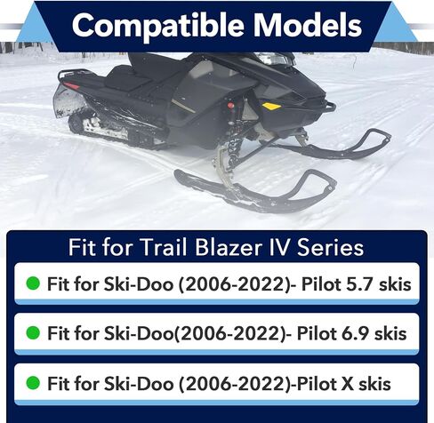 2 Pcs 6" Carbides Runners Compatible with Ski-Doo, Ski Carbides Fit for Ski-Doo w/Pilot 5.7, 6.9, X Skis 2006-2022 and Trail Blazer IV Snowmobile -4pcs hex Bolts in Kuwait