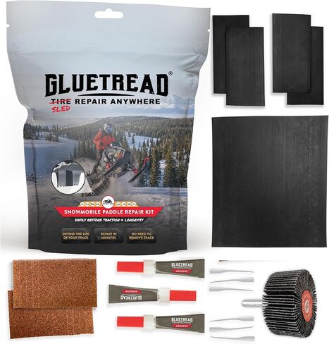 GlueTread Snowmobile Paddle Repair Kit - Reinforce & Repair Torn Snowmobile Paddles - Garage-Ready Track Repair System - Snowmobile Accessories & Gear in Kuwait